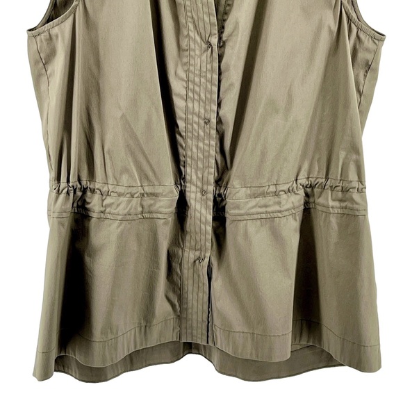 NIC+ZOE Womens Snap Button Up Vest Medium Adjustable Waist Army Green Stretch - Picture 6 of 16